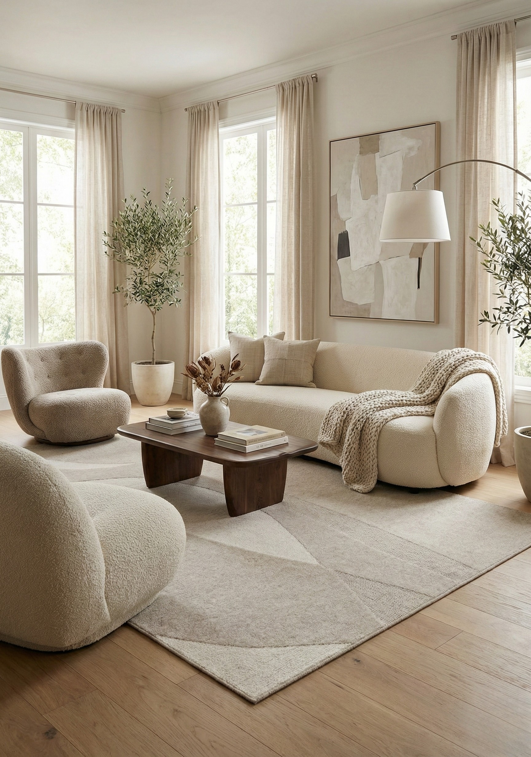 Tappeto Moderno in Lana e Cotone - Clay 9 - Beige/Grigio - Image 3