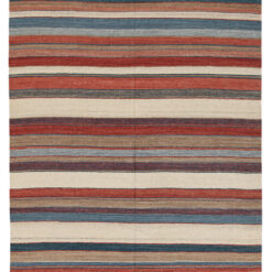 Tappeto Kilim Moderno Hippie in Lana Multicolore - Realizzato a Mano - Disegno a Strisce colorate