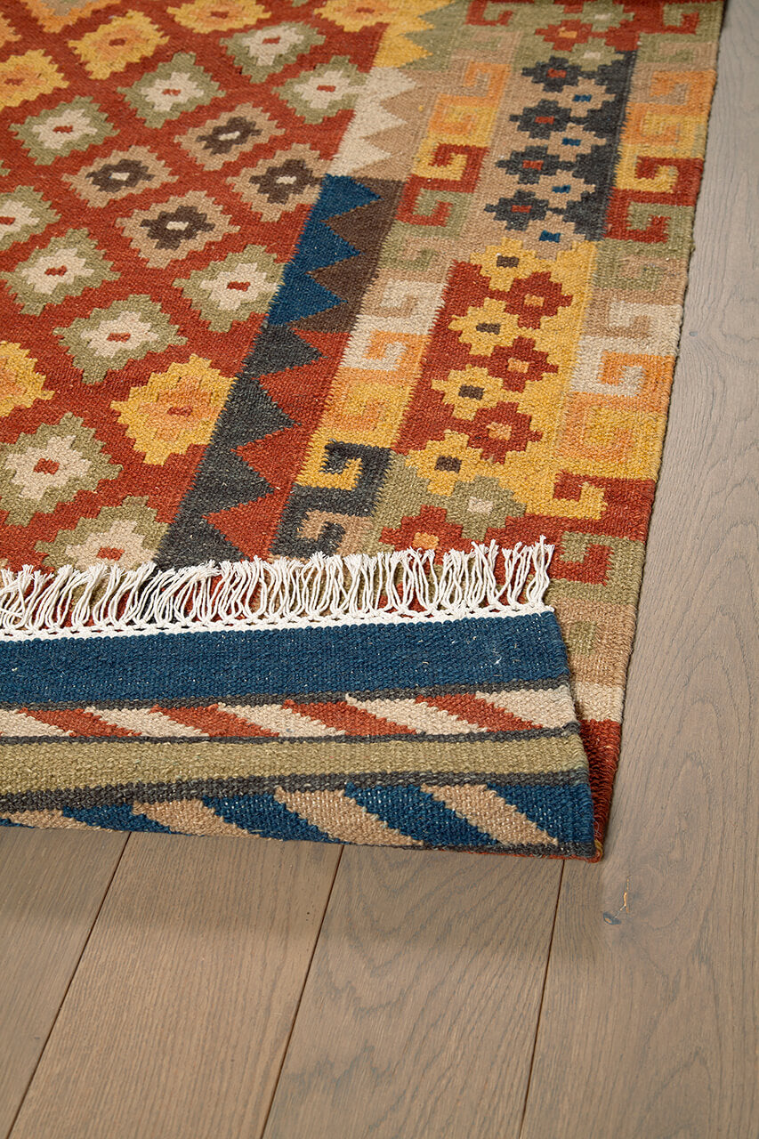 Tappeto Kilim in Lana - Fatto a Mano - KILIM SIVAS - Stile Etnico Tradizionale - Materiali Sostenibili - Image 5