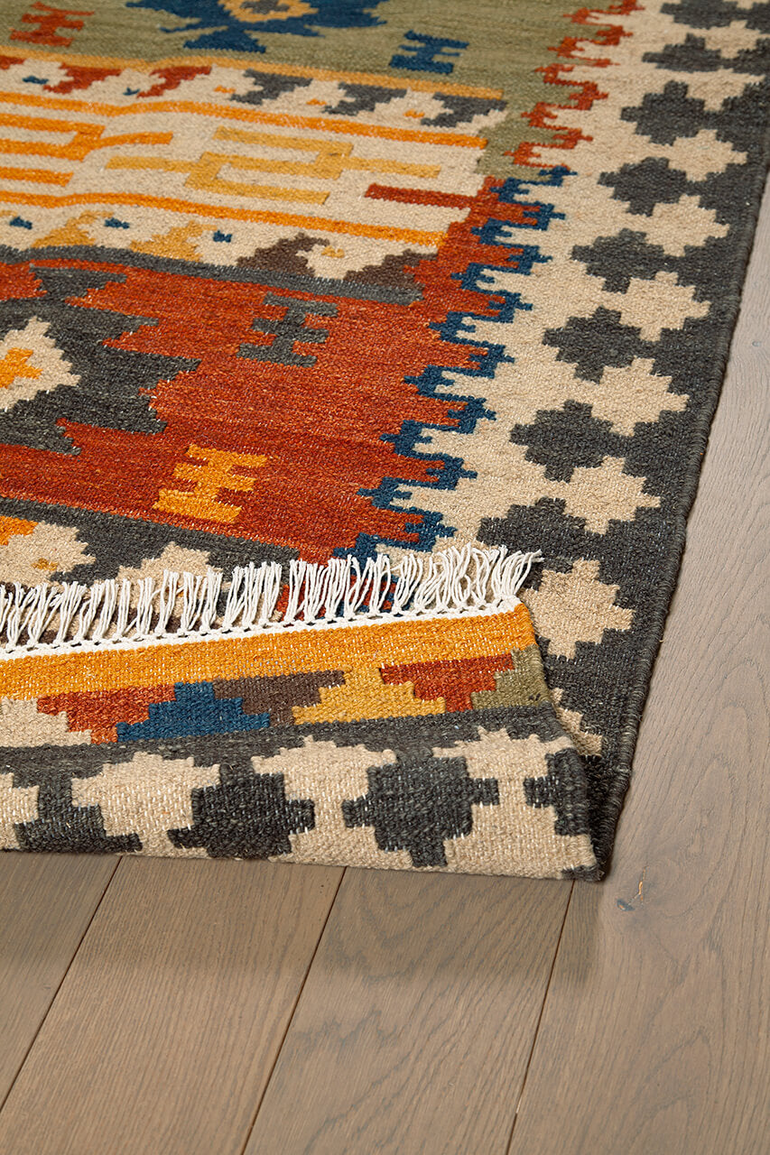 Tappeto Kilim in Lana - Fatto a Mano - KILIM SIVAS - Stile Etnico Tradizionale - Materiali Sostenibili - Image 5