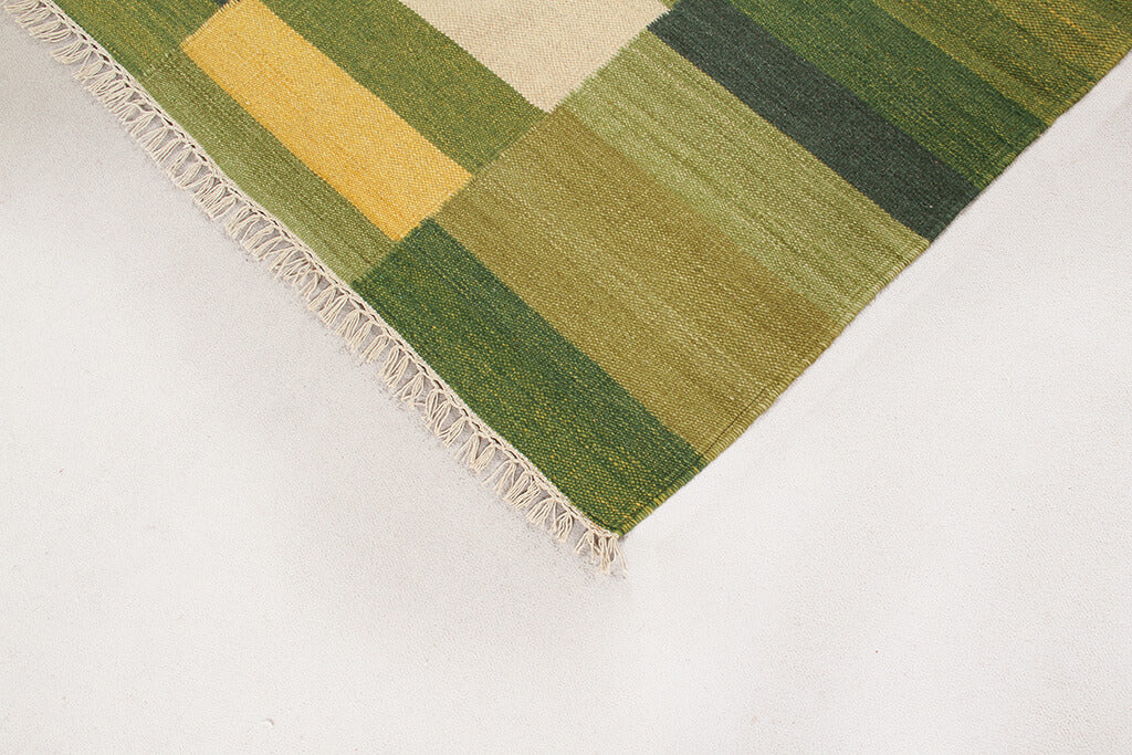 Tappeto Kilim Tonum Verde - Lana Effetto Patchwork - Image 2