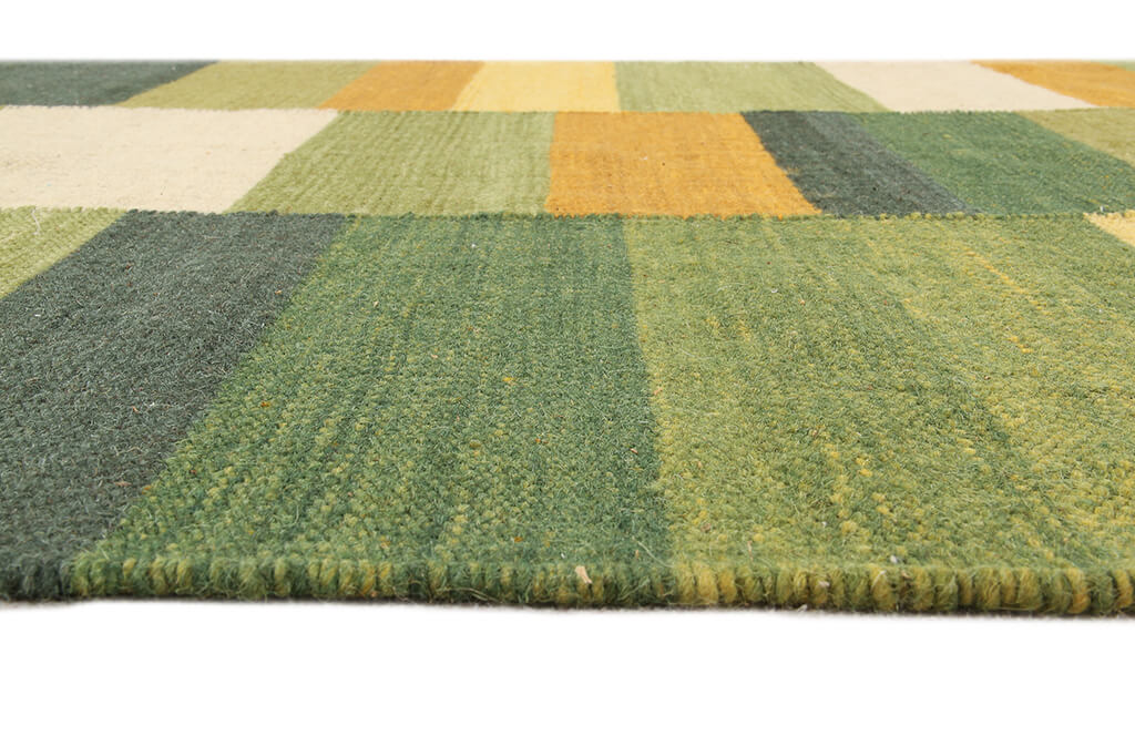Tappeto Kilim Tonum Verde - Lana Effetto Patchwork - Image 3