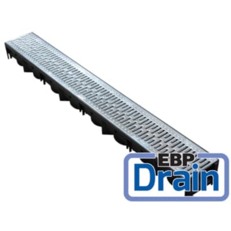 EBP-Domestic Drainage Channel w/Heel Safe Class A15 Loading - Galvanised Steel Grating x 1m