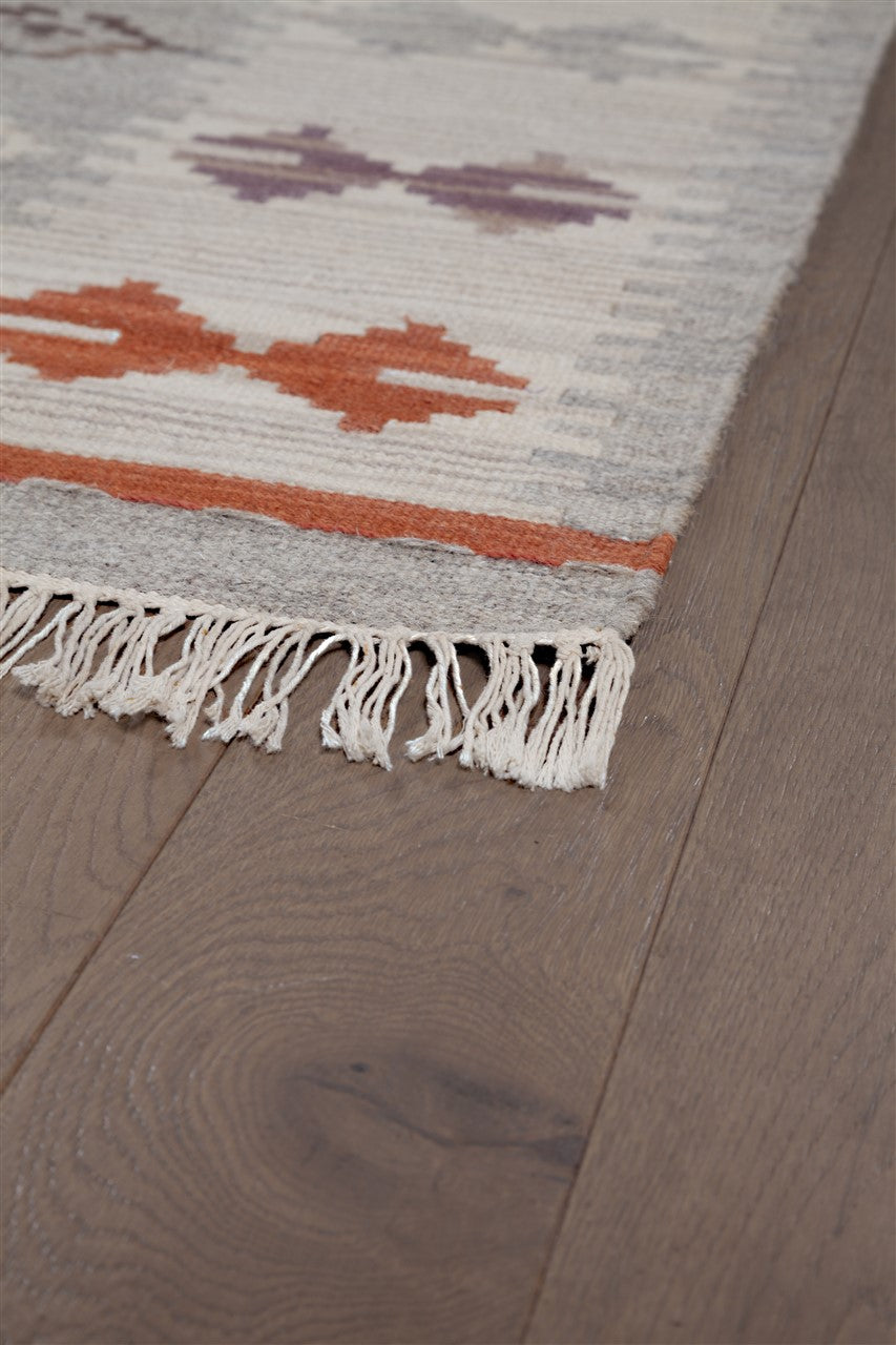 Tappeto Kilim Zagros in lana Rosso Grigio - Realizzato a mano - Image 7