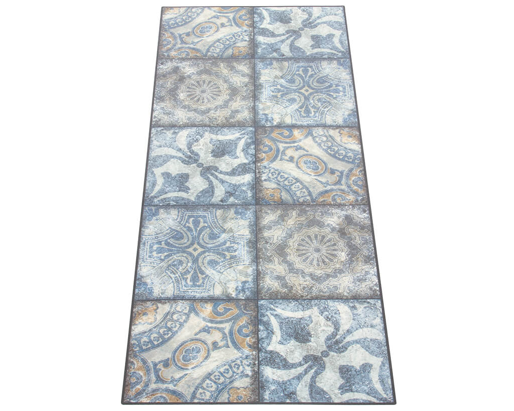 Tappeto Cucina Lavabile in Vinile Vista Azulej 01 – Effetto Vintage Azzurro – Made in Italy - Image 6