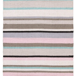 Tappeto in Cotone Lavabile in Lavatrice - Tessuto a mano - Casablanca Stripes Rosa | Ideale per Cucina e Bagno