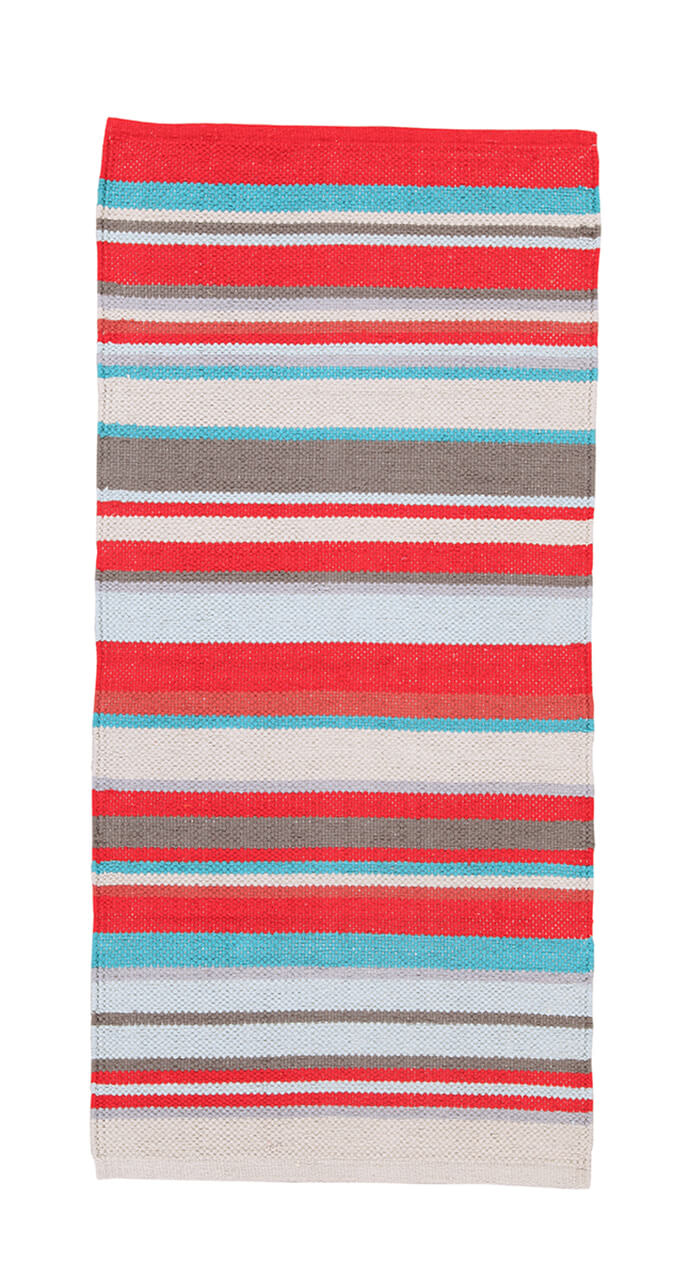Tappeto in Cotone Lavabile in Lavatrice - Tessuto a mano - Casablanca Stripes Multicolore | Ideale per Cucina e Bagno
