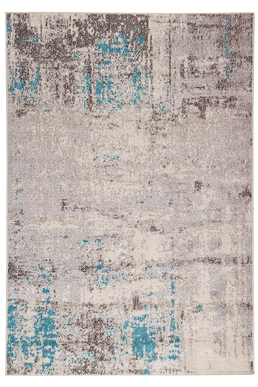 Tappeto moderno Soho 2 Ecru Blue - accenti azzurri fluo