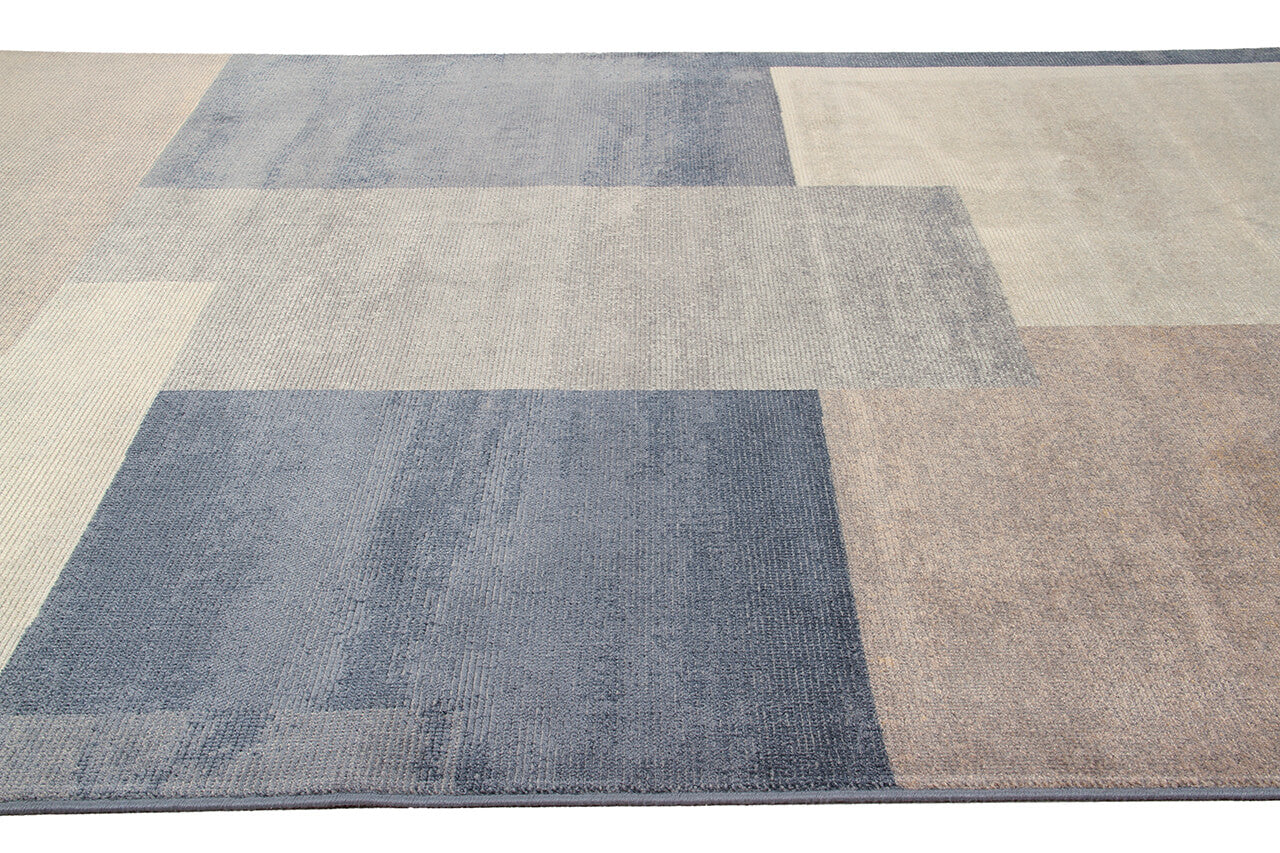 Tappeto Moderno Premium Stile Geometrico Alan 1 Grigio e Blu - Image 4