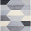 Tappeto Moderno Carve Geometrico a Blocchi - Bianco e Grigio - Antiscivolo - Ideale per Soggiorno, Camera da Letto, Sala da Pranzo
