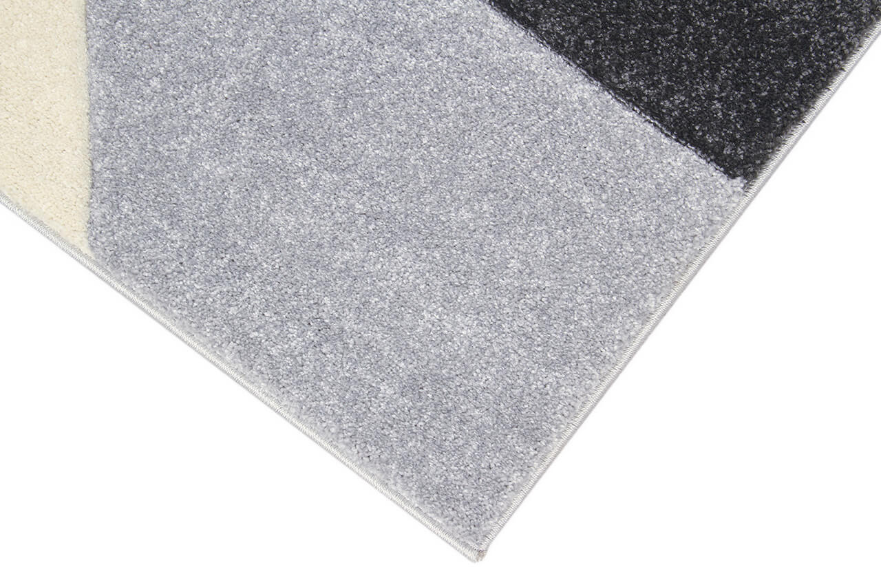 Tappeto Moderno Carve Geometrico a Blocchi - Bianco e Grigio - Antiscivolo - Ideale per Soggiorno, Camera da Letto, Sala da Pranzo - Image 3