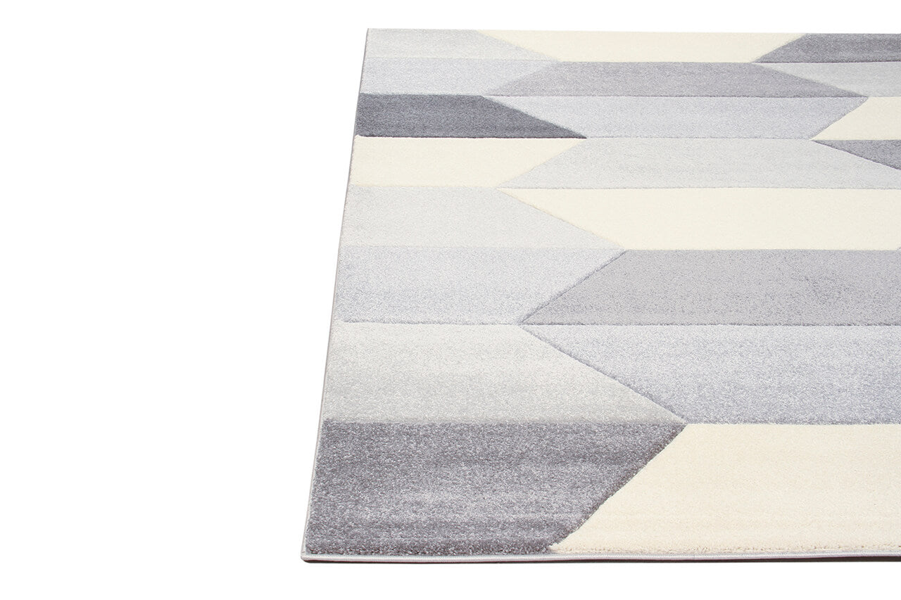 Tappeto Moderno Carve Geometrico a Blocchi - Bianco e Grigio - Antiscivolo - Ideale per Soggiorno, Camera da Letto, Sala da Pranzo - Image 7
