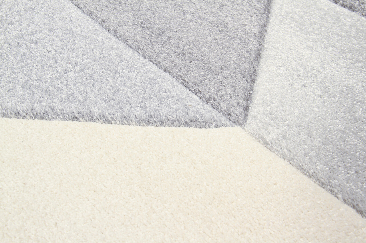 Tappeto Moderno Carve Geometrico a Blocchi - Bianco e Grigio - Antiscivolo - Ideale per Soggiorno, Camera da Letto, Sala da Pranzo - Image 8