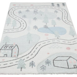 Alternative view of Tappeto Bianco per Bambini Disegno Stradine Case - Premium Nordic - Ideale per Cameretta - tappeto sicuro e certificato