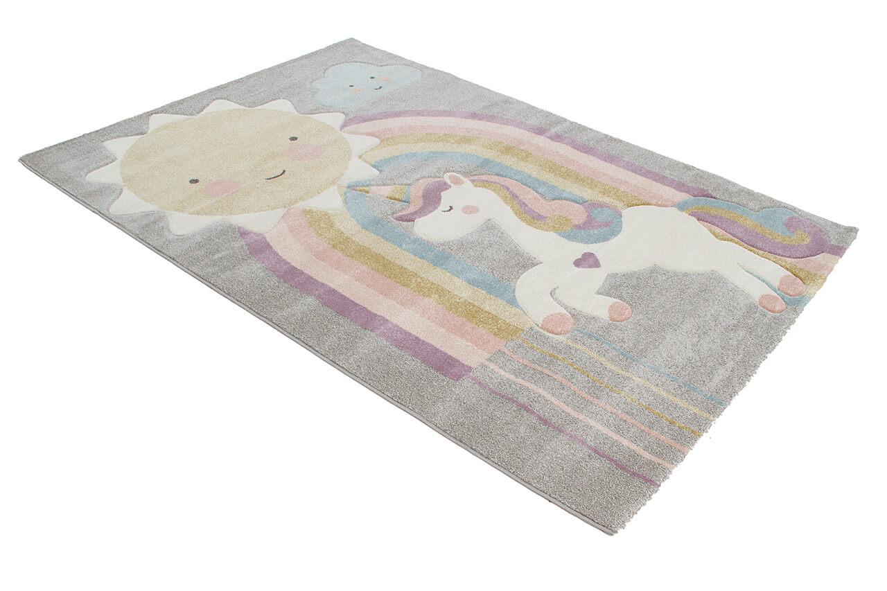 Tappeto per Bambini con Unicorno - Grigio Rosa Multicolore - Tappeto sicuro e certificato. - Image 4