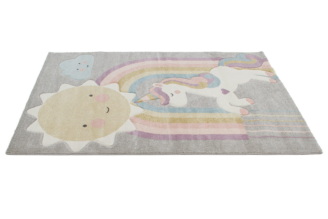 Tappeto per Bambini con Unicorno - Grigio Rosa Multicolore - Tappeto sicuro e certificato. - Image 5