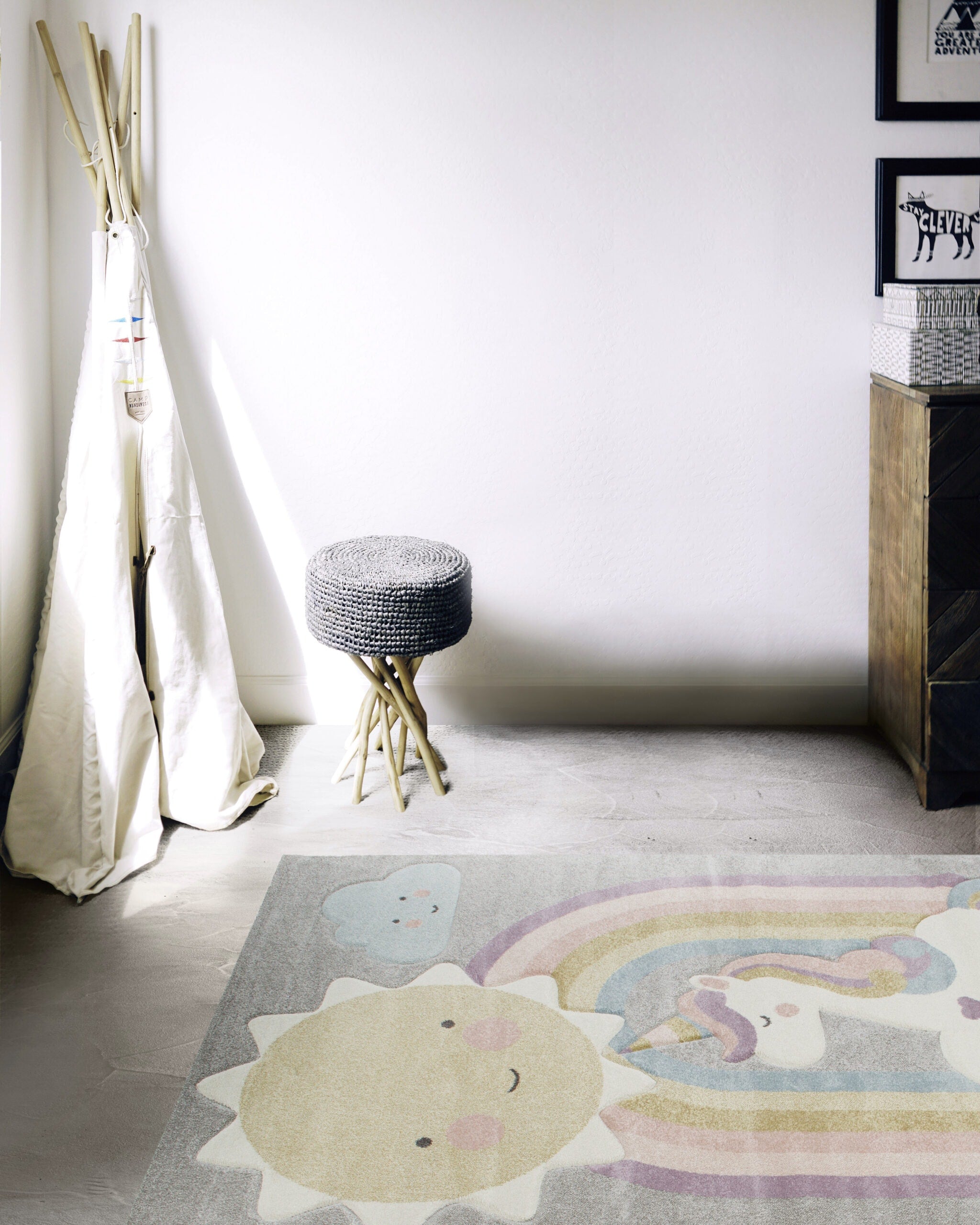Tappeto per Bambini con Unicorno - Grigio Rosa Multicolore - Tappeto sicuro e certificato. - Image 3