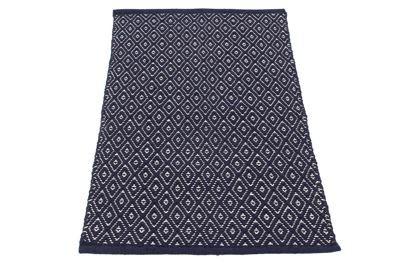 Tappeto multiuso RILIEVO Navy Blu in cotone - fatto a mano - Image 2