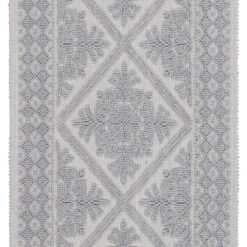 Tappeto Argento in Cotone Lavabile in Lavatrice - Alghero - Made in Italy | Ideale per Cucina e Bagno