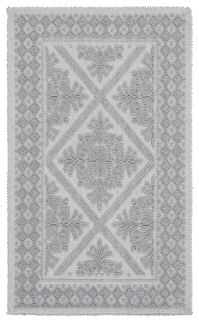 Tappeto Argento in Cotone Lavabile in Lavatrice - Alghero - Made in Italy | Ideale per Cucina e Bagno