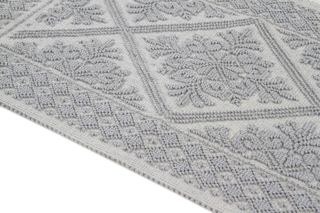 Tappeto Argento in Cotone Lavabile in Lavatrice - Alghero - Made in Italy | Ideale per Cucina e Bagno - Image 2