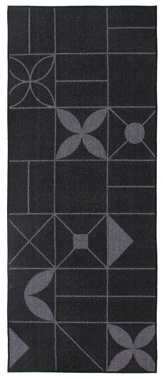 Tappeto per la Cucina - Classic C - Grigio Nero - Antiscivolo