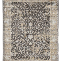 Tappeto Vintage D – Classico con Frange – Nero Beige