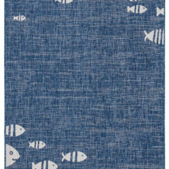Tappeto Blu Interno-Esterno Marine 2 Blue Design Pesci - Resistente e Antiscivolo - Outdoor
