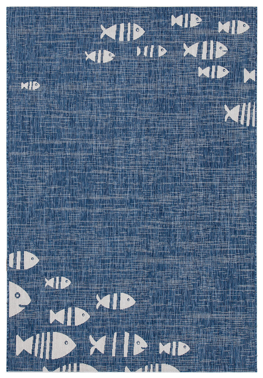 Tappeto Blu Interno-Esterno Marine 2 Blue Design Pesci - Resistente e Antiscivolo - Outdoor