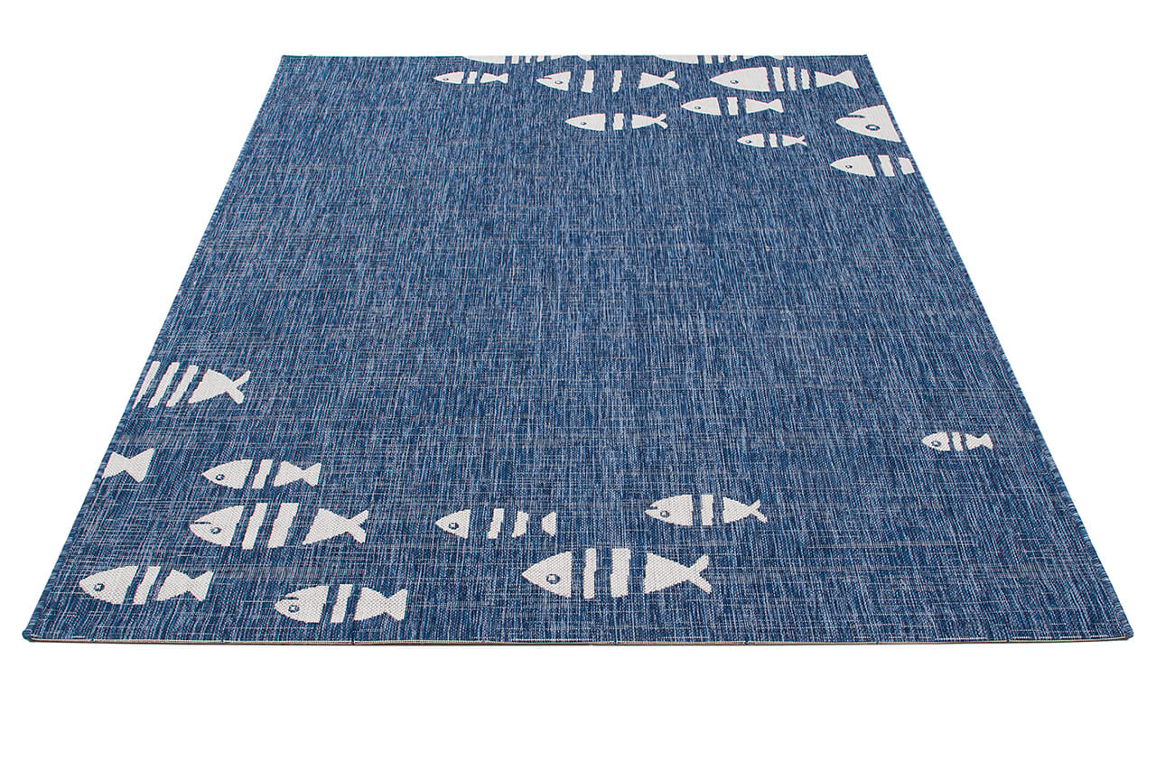 Tappeto Blu Interno-Esterno Marine 2 Blue Design Pesci - Resistente e Antiscivolo - Outdoor - Image 2