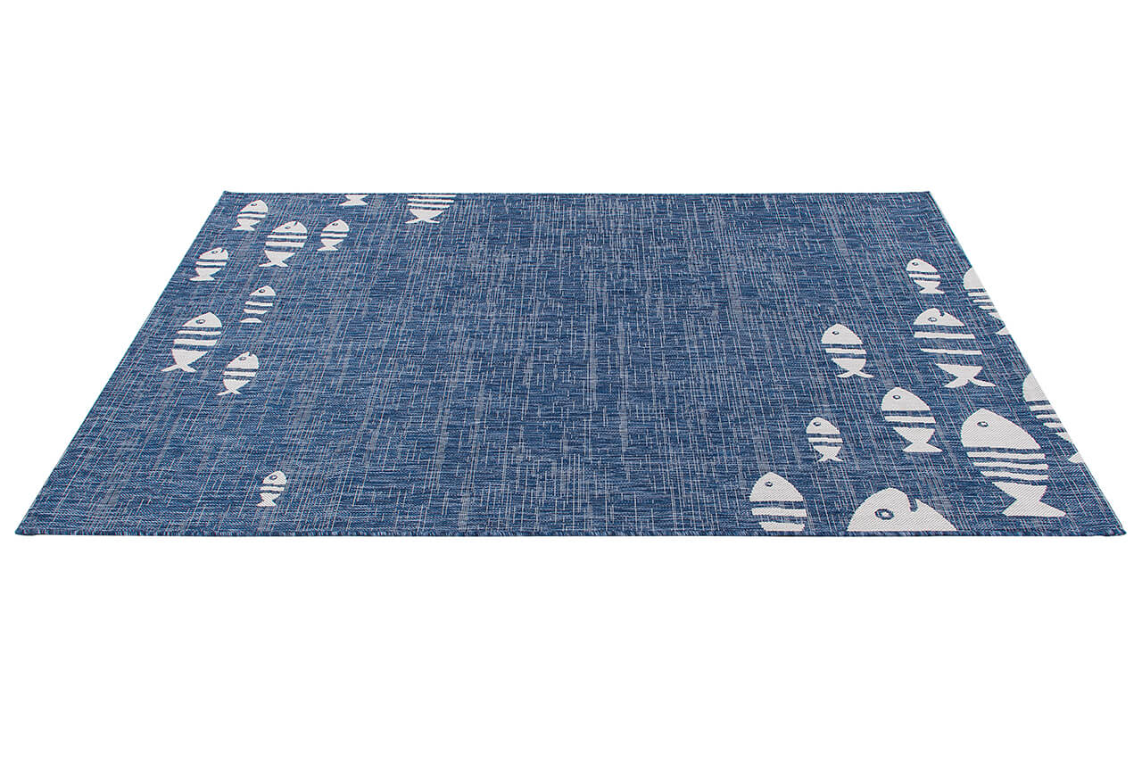 Tappeto Blu Interno-Esterno Marine 2 Blue Design Pesci - Resistente e Antiscivolo - Outdoor - Image 5