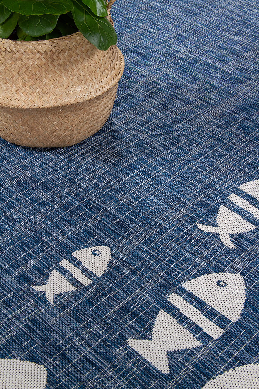 Tappeto Blu Interno-Esterno Marine 2 Blue Design Pesci - Resistente e Antiscivolo - Outdoor - Image 7