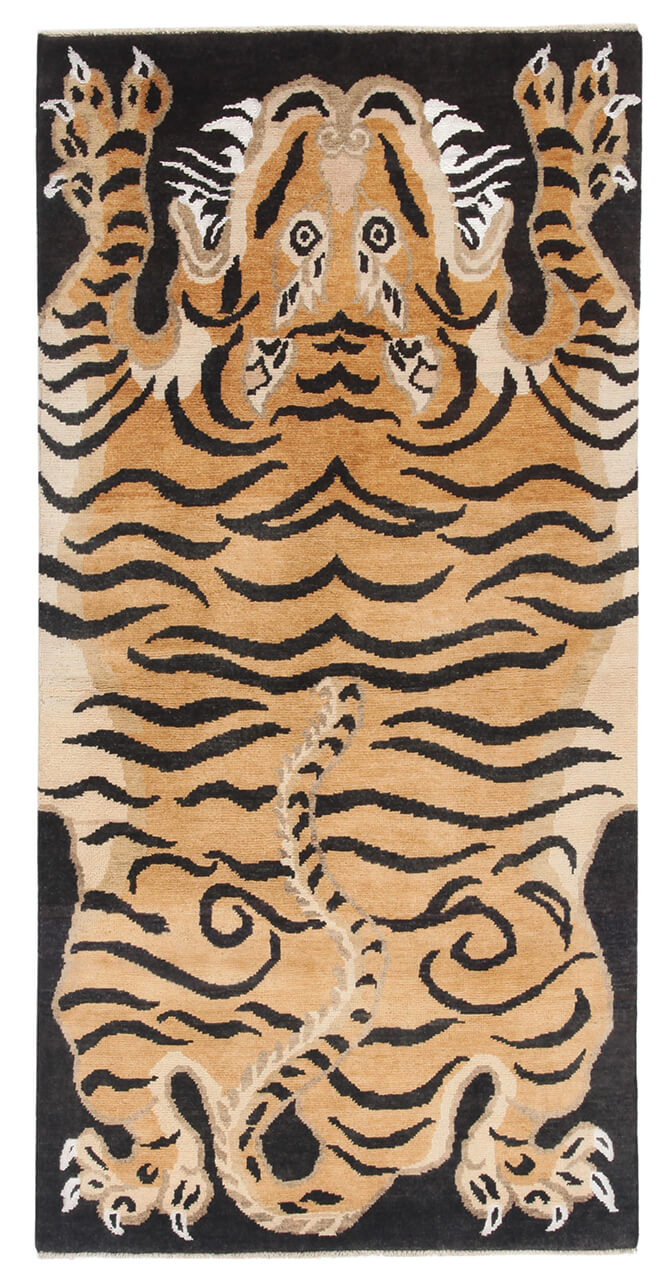 Tappeto Tigre Afghan in Pura Lana - Annodato a mano - 200x100cm