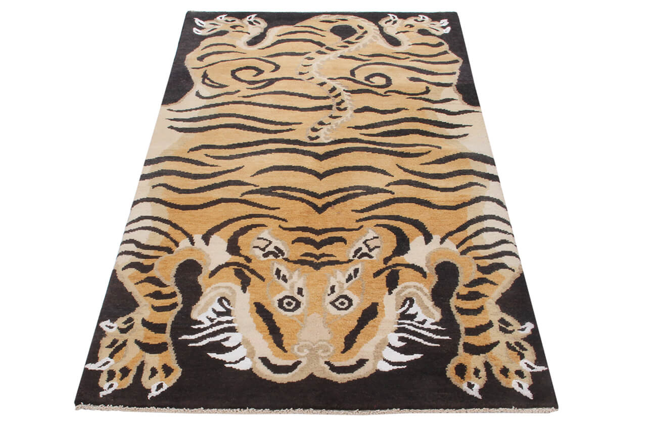 Tappeto Tigre Afghan in Pura Lana - Annodato a mano - 200x100cm - Image 4