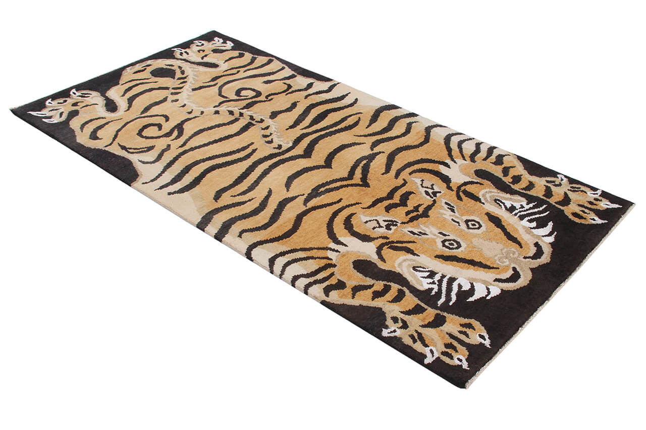 Tappeto Tigre Afghan in Pura Lana - Annodato a mano - 200x100cm - Image 5