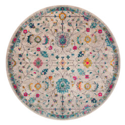 Tappeto Rotondo 200cm Ø Stile Orientale Multicolore Mamoo A - Antiscivolo - Ideale per Soggiorno e Camera da Letto