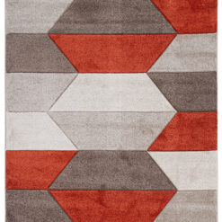 Tappeto Moderno Carve Geometrico - Grigio e Arancione Rust - Antiscivolo - Ideale per Soggiorno, Camera da Letto, Sala da Pranzo