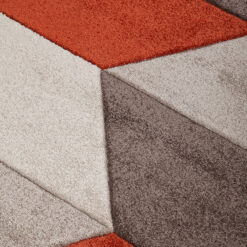 Alternative view of Tappeto Moderno Carve Geometrico - Grigio e Arancione Rust - Antiscivolo - Ideale per Soggiorno, Camera da Letto, Sala da Pranzo