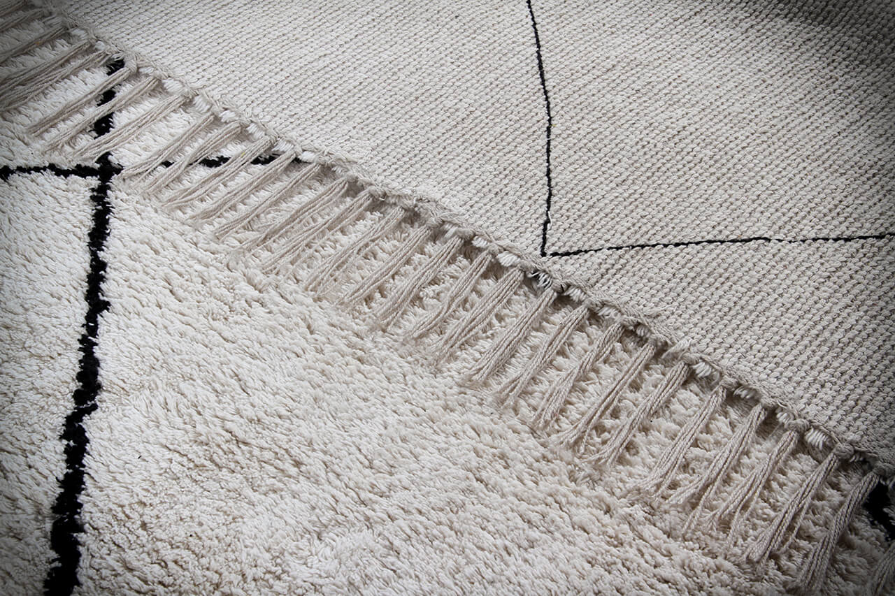 Tappeto Bianco in cotone naturale, fatto a mano in India. Lavabile in lavatrice. Stile berbero ideale per salotto e camera da letto - Image 7