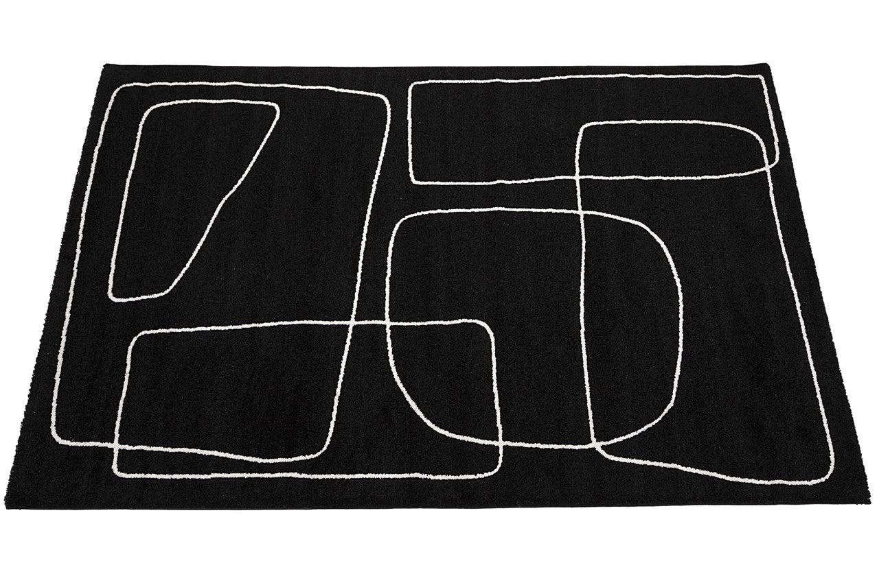 Tappeto Contemporaneo Atelier B Nero - Design Moderno Geometrico - Antiscivolo - Ideale per Soggiorno e Camera da Letto - Image 3