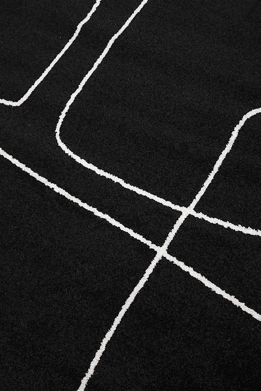 Tappeto Contemporaneo Atelier B Nero - Design Moderno Geometrico - Antiscivolo - Ideale per Soggiorno e Camera da Letto - Image 4