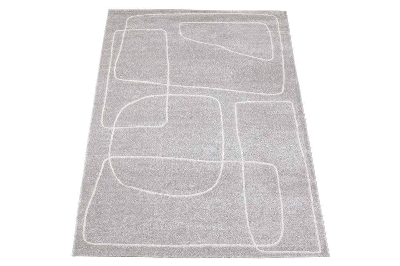 Tappeto Contemporaneo Atelier B Grigio Bianco - Design Moderno Geometrico - Antiscivolo - Ideale per Soggiorno e Camera da Letto - Image 2