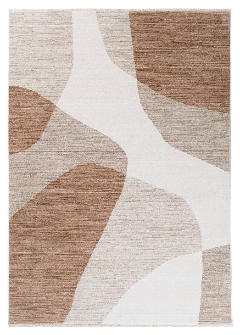 Tappeto Moderno TAORMINA C Beige e Ruggine | Stile Geometrico Contemporaneo, Ideale per Soggiorno e Sala da Pranzo