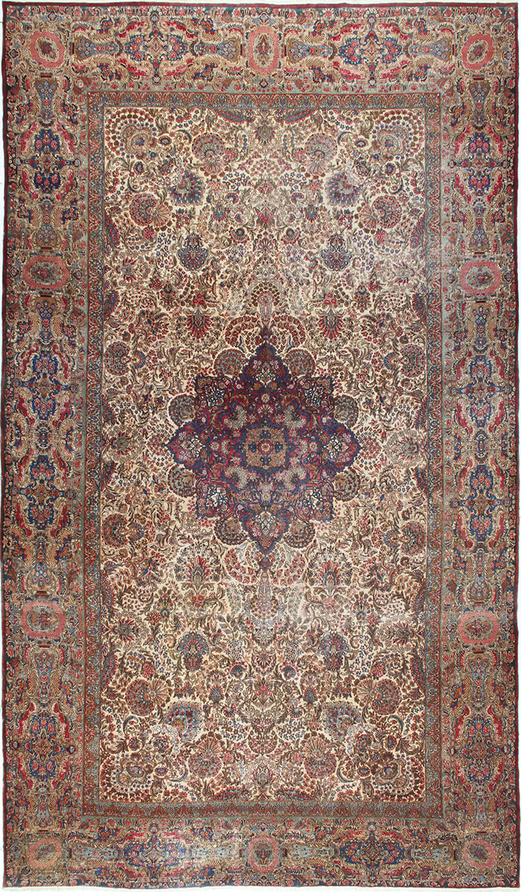 Tappeto Kerman Antico Persiano Autentico | Annodato a Mano 611x338cm