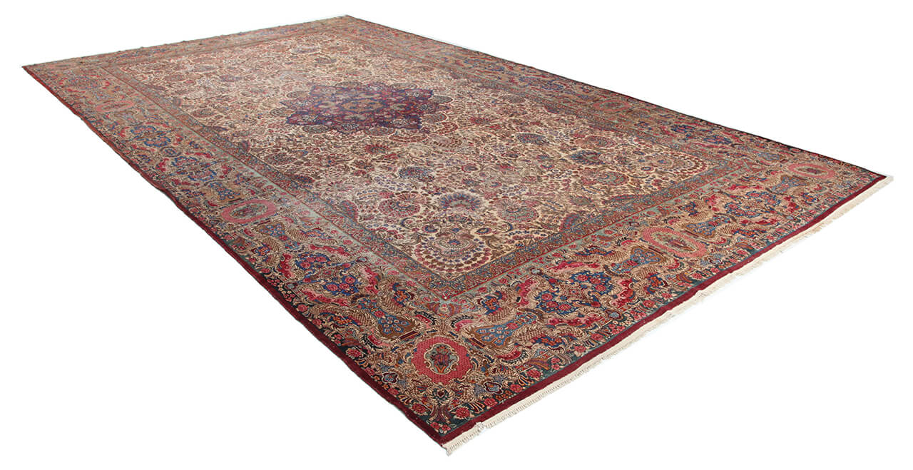 Tappeto Kerman Antico Persiano Autentico | Annodato a Mano 611x338cm - Image 2