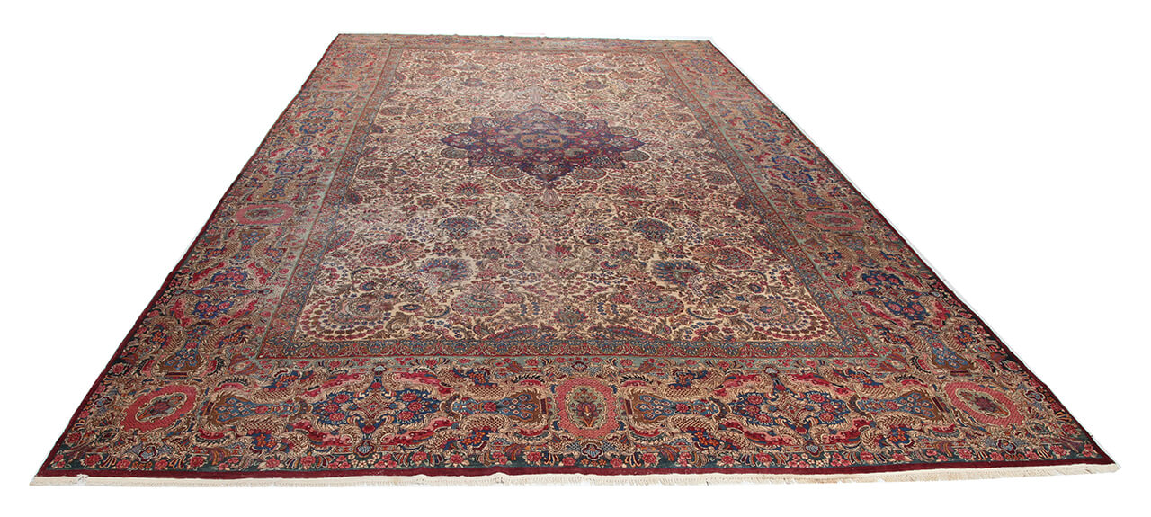 Tappeto Kerman Antico Persiano Autentico | Annodato a Mano 611x338cm - Image 3