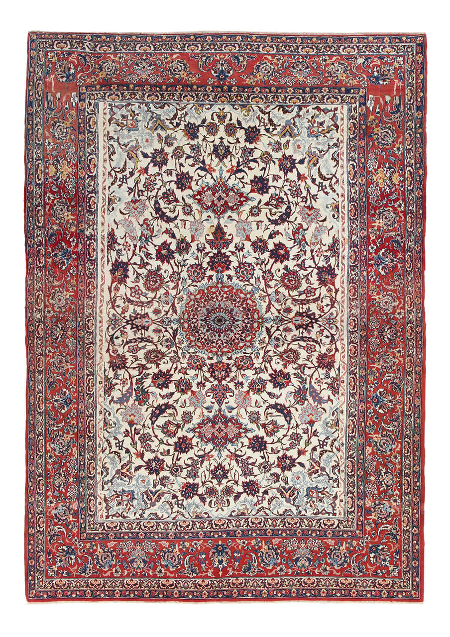 Tappeto Isfahan Antico Persiano Autentico | Annodato a Mano 210x150cm