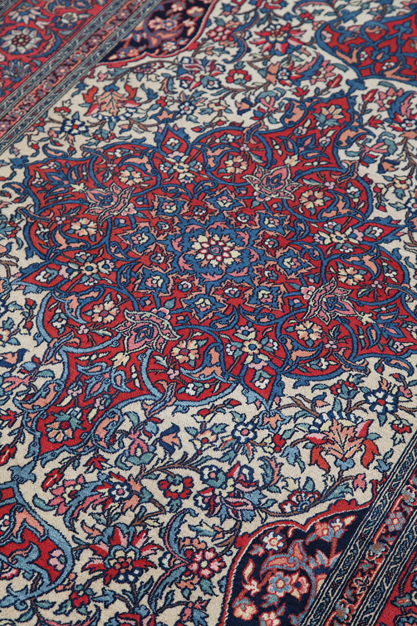 Tappeto Isfahan Antico Persiano Autentico | Annodato a Mano 217x138cm - Image 2