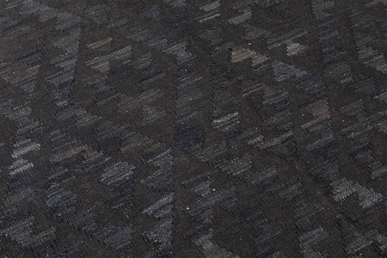 Tappeto Kilim Afghan Nero Naturale, Fatto a mano, 201x153cm - Image 2