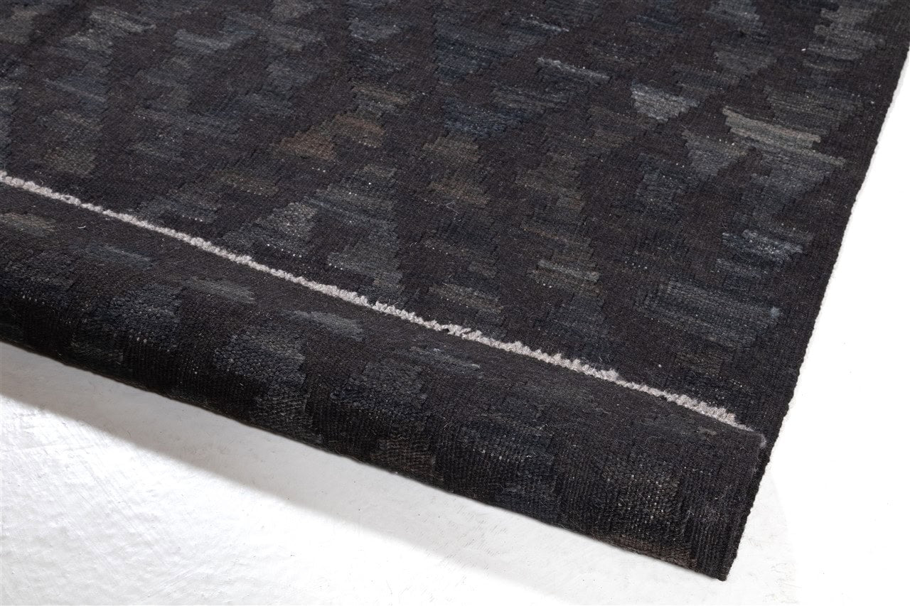 Tappeto Kilim Afghan Nero Naturale, Fatto a mano, 201x153cm - Image 3